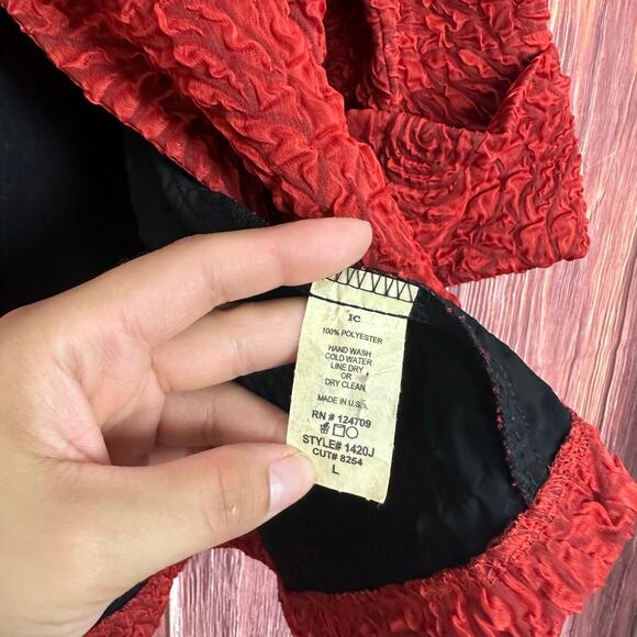 IC By Connie K Red Textured One Button Blazer Lagenlook Jacket Size Large L - Picture 5 of 5